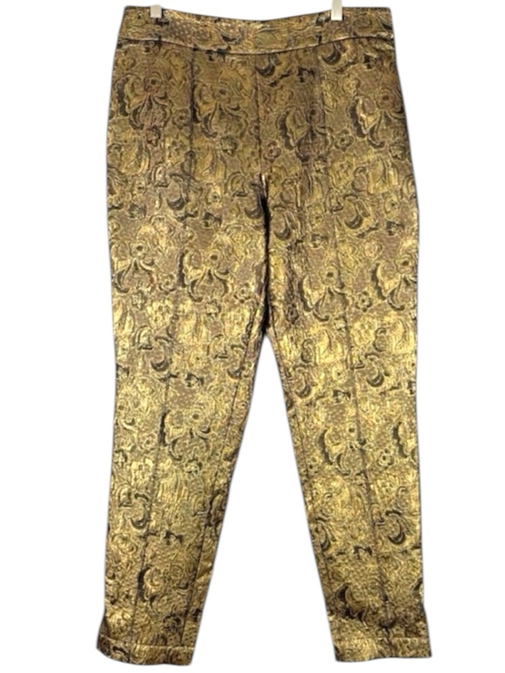 Soft Surroundings Gold Brocade Patterned Fully Lined Ankle Pants Women’s Size 10
